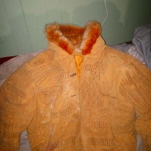 Pelle pelle coat Brown with states on the coast